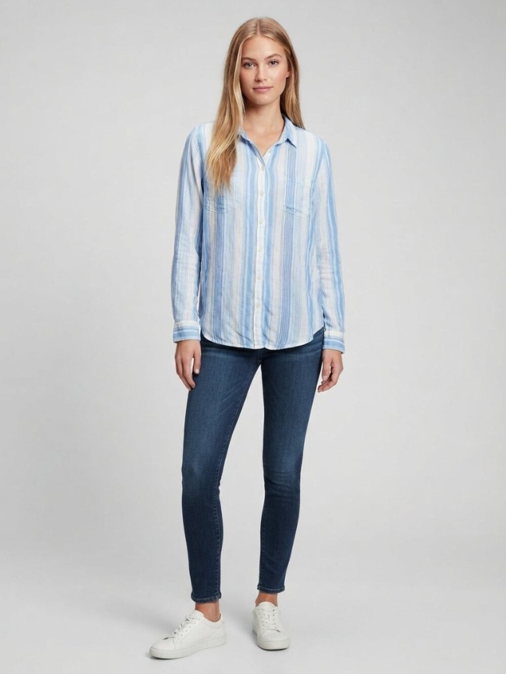 Lucky Brand Striped Button-Down Shirt with Chest Pockets XL #A4518